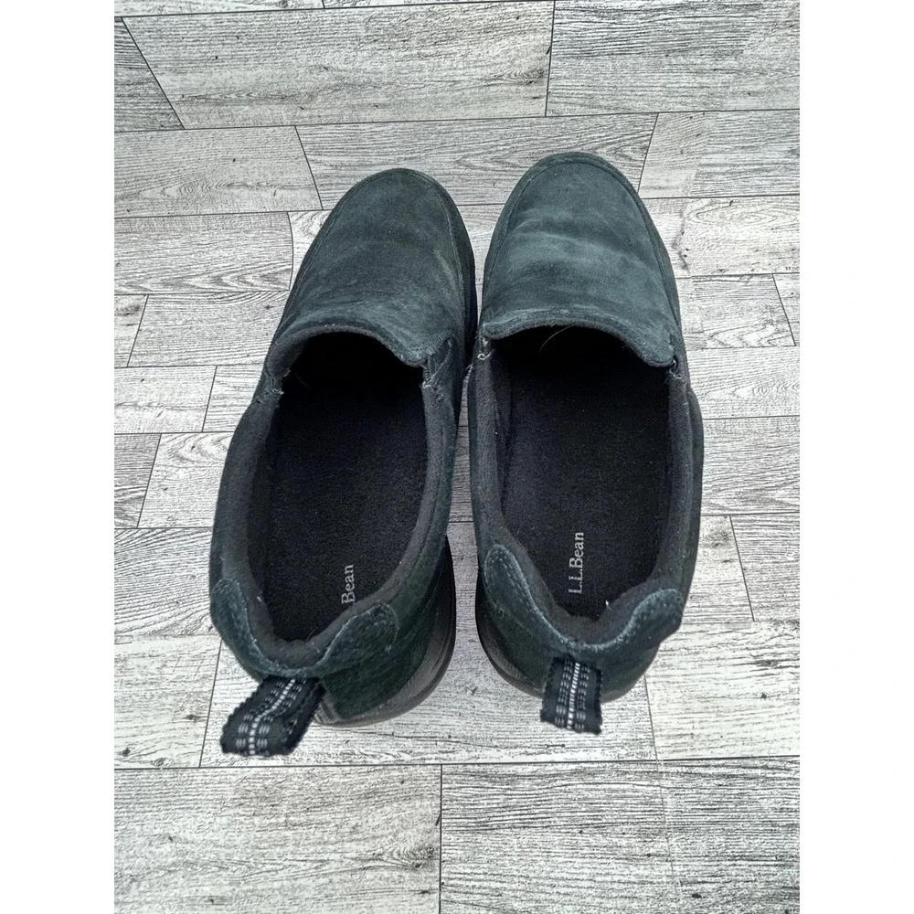 LL Bean Mens Comfort Mocs‎ Black Suede Slip On Shoes 254540 Size 10 Medium